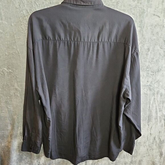 Elliott Men's Xl Long Sleeve Black Button Down Shirt Vintage Rayon - Picture 7 of 12